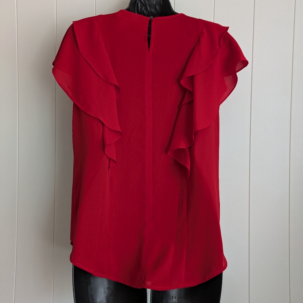 Red Ruffle Sleeve Blouse - Picture 5 of 8